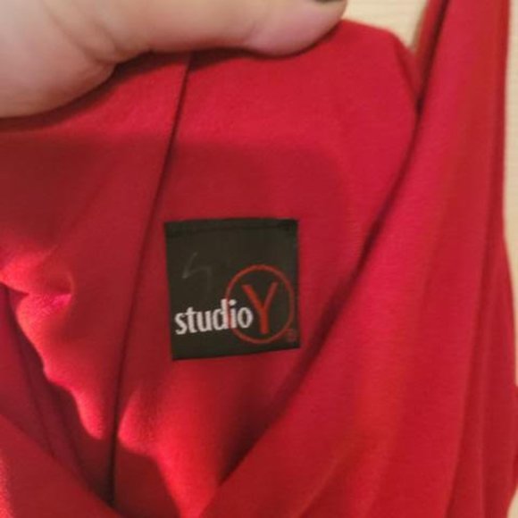 Ruby Red Asymmetrical Cocktail Dress - Picture 4 of 4